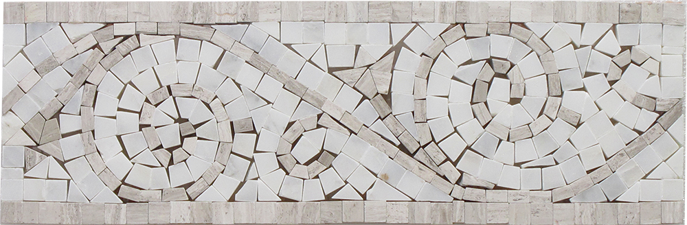 Oyster Gray - Arabescato Art Border - 4" x 12" Image