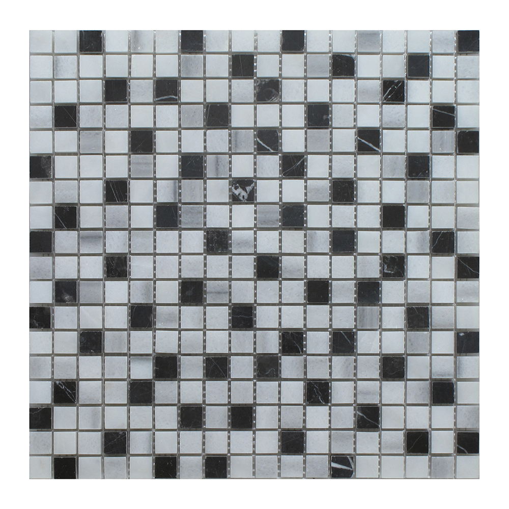 Venetian White - Nero Marquina - Equator Blend Square - 1" x 1" Image