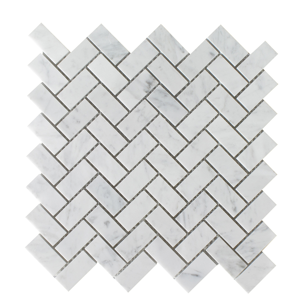 Bianco Carrara Herringbone - 3/4"x2" Image